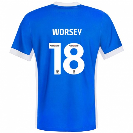 Kandiny Kinder Louanne Worsey #18 Blau Weiß Heimtrikot Trikot 2024/25 T-Shirt