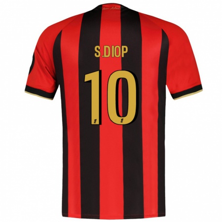 Kandiny Kinder Sofiane Diop #10 Rot Schwarz Heimtrikot Trikot 2024/25 T-Shirt