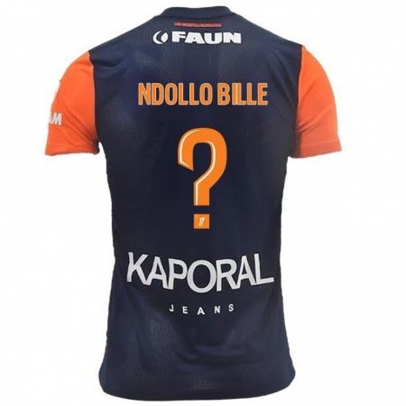 Kandiny Kinder Wilfried Ndollo Bille #0 Marineblau Orange Heimtrikot Trikot 2024/25 T-Shirt