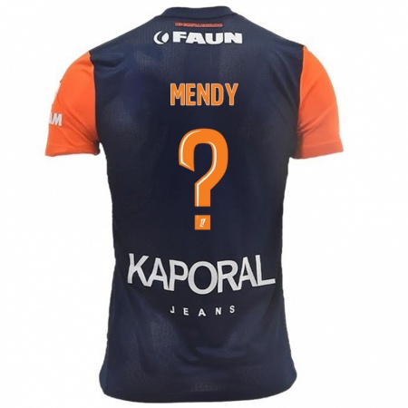 Kandiny Kinder Kélyan Mendy #0 Marineblau Orange Heimtrikot Trikot 2024/25 T-Shirt