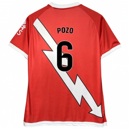 Kandiny Kinder José Pozo #6 Weiß Rot Heimtrikot Trikot 2024/25 T-Shirt