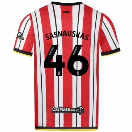 Kandiny Kinder Dovydas Sasnauskas #46 Rot Weiße Streifen Heimtrikot Trikot 2024/25 T-Shirt