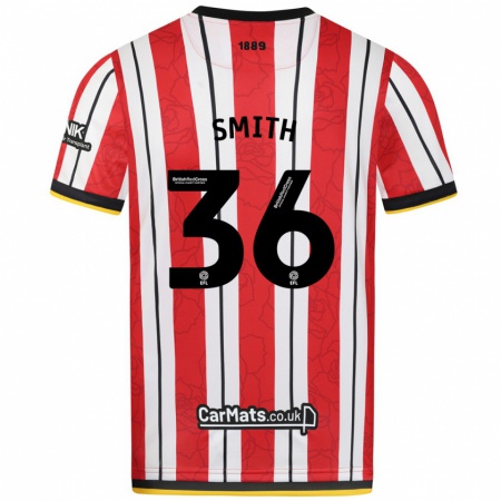 Kandiny Kinder Joshua Smith #36 Rot Weiße Streifen Heimtrikot Trikot 2024/25 T-Shirt