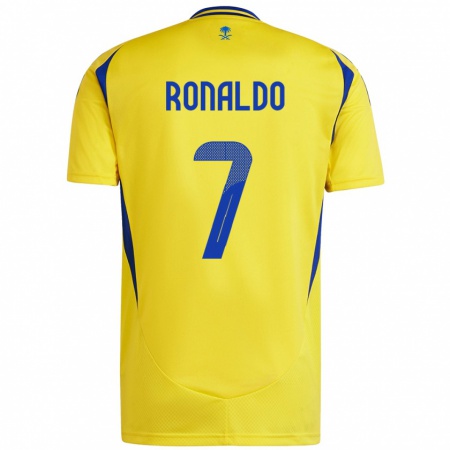 Kandiny Kinder Cristiano Ronaldo #7 Gelb Blau Heimtrikot Trikot 2024/25 T-Shirt