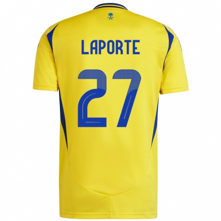 Kandiny Kinder Aymeric Laporte #27 Gelb Blau Heimtrikot Trikot 2024/25 T-Shirt