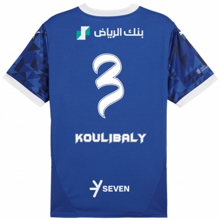 Kandiny Kinder Kalidou Koulibaly #3 Dunkelblau Weiß Heimtrikot Trikot 2024/25 T-Shirt