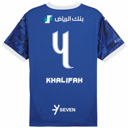 Kandiny Kinder Khalifah Al-Dawsari #4 Dunkelblau Weiß Heimtrikot Trikot 2024/25 T-Shirt