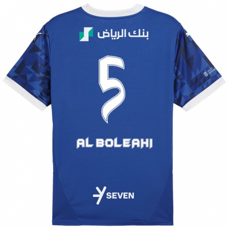 Kandiny Kinder Ali Al-Bulayhi #5 Dunkelblau Weiß Heimtrikot Trikot 2024/25 T-Shirt