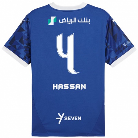 Kandiny Kinder Eman Hassan #4 Dunkelblau Weiß Heimtrikot Trikot 2024/25 T-Shirt