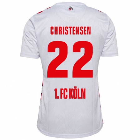 Kandiny Kinder Jacob Christensen #22 Weiß Rot Heimtrikot Trikot 2024/25 T-Shirt