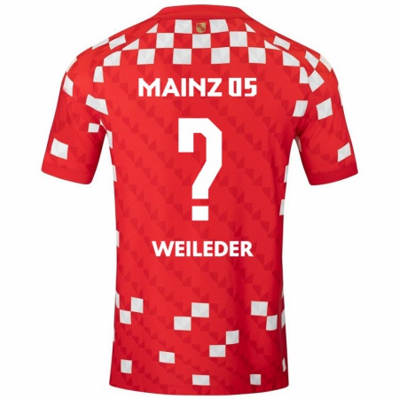 Kandiny Kinder Tobias Weileder #0 Weiß Rot Heimtrikot Trikot 2024/25 T-Shirt