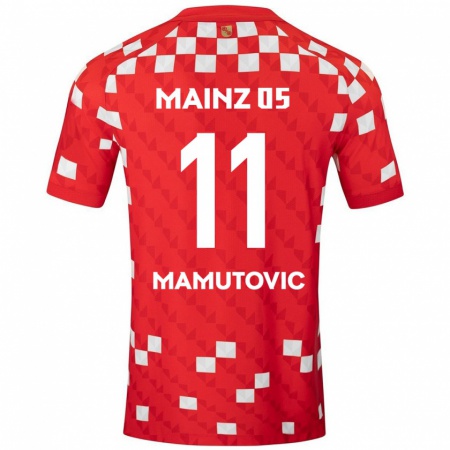 Kandiny Kinder David Mamutovic #11 Weiß Rot Heimtrikot Trikot 2024/25 T-Shirt