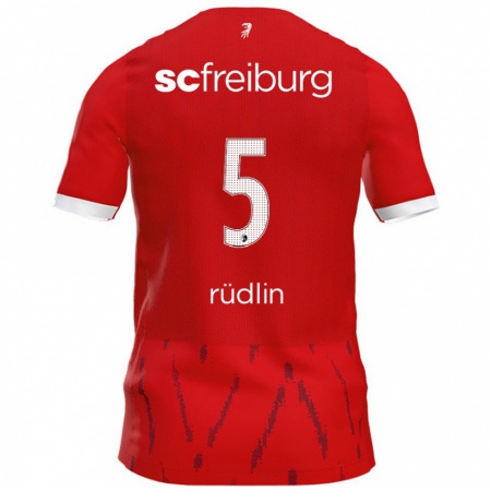 Kandiny Kinder Fabian Rüdlin #5 Rot Heimtrikot Trikot 2024/25 T-Shirt