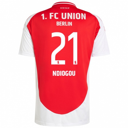 Kandiny Kinder Pape-Omar Ndiogou #21 Rot Weiß Heimtrikot Trikot 2024/25 T-Shirt