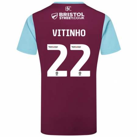 Kandiny Kinder Vitinho #22 Burgunderrot Himmelblau Heimtrikot Trikot 2024/25 T-Shirt