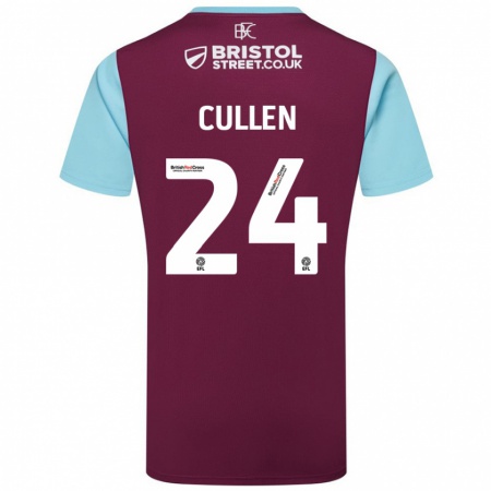 Kandiny Kinder Josh Cullen #24 Burgunderrot Himmelblau Heimtrikot Trikot 2024/25 T-Shirt