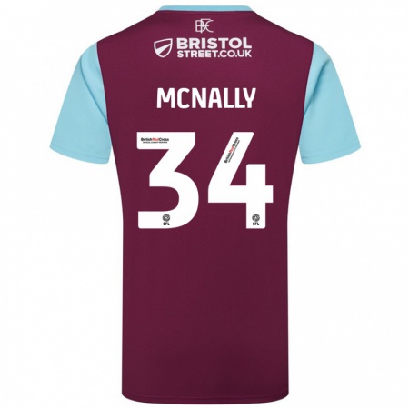 Kandiny Kinder Luke Mcnally #34 Burgunderrot Himmelblau Heimtrikot Trikot 2024/25 T-Shirt