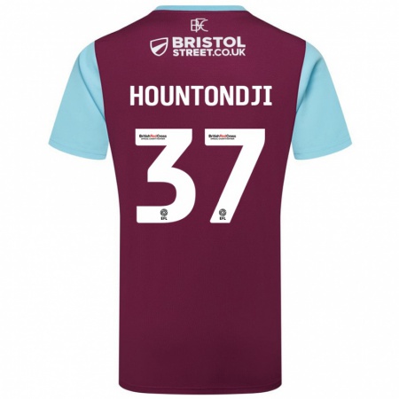 Kandiny Kinder Andreas Hountondji #37 Burgunderrot Himmelblau Heimtrikot Trikot 2024/25 T-Shirt