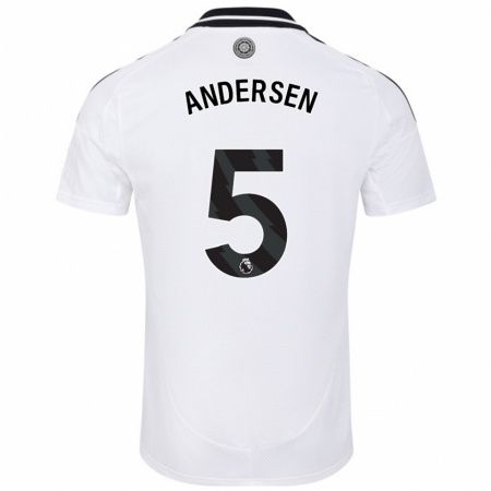 Kandiny Kinder Joachim Andersen #5 Weiß Heimtrikot Trikot 2024/25 T-Shirt