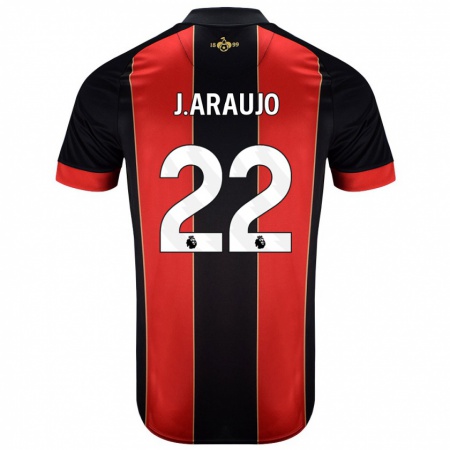 Kandiny Kinder Julián Araujo #28 Rot Schwarz Heimtrikot Trikot 2024/25 T-Shirt