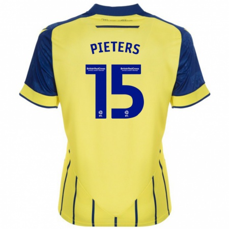 Kandiny Kinder Erik Pieters #15 Gelb Blau Auswärtstrikot Trikot 2024/25 T-Shirt