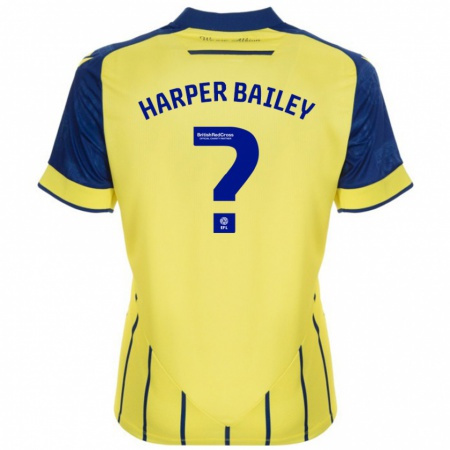 Kandiny Kinder Aaron Harper-Bailey #0 Gelb Blau Auswärtstrikot Trikot 2024/25 T-Shirt