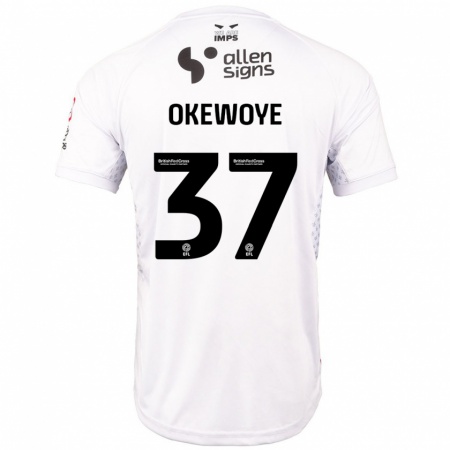 Kandiny Kinder Gbolahan Okewoye #37 Rot Weiß Auswärtstrikot Trikot 2024/25 T-Shirt