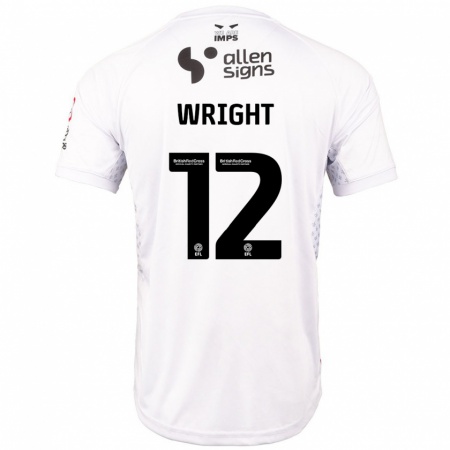 Kandiny Kinder Jordan Wright #12 Rot Weiß Auswärtstrikot Trikot 2024/25 T-Shirt