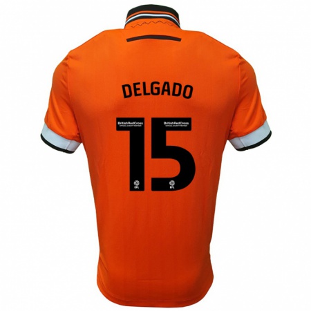 Kandiny Kinder Juan Delgado #15 Orange Weiß Auswärtstrikot Trikot 2024/25 T-Shirt