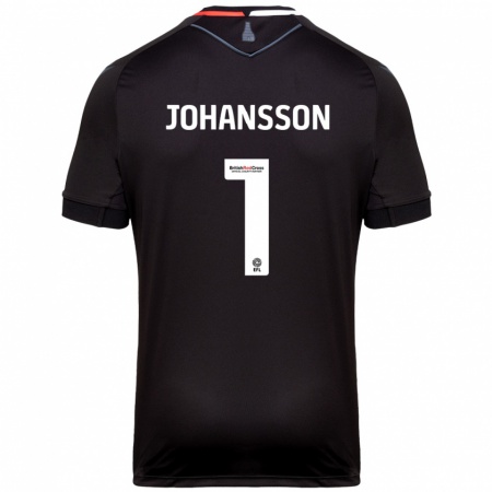 Kandiny Kinder Viktor Johansson #1 Schwarz Auswärtstrikot Trikot 2024/25 T-Shirt