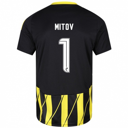 Kandiny Kinder Dimitar Mitov #1 Schwarz Gelb Auswärtstrikot Trikot 2024/25 T-Shirt