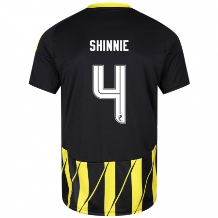 Kandiny Kinder Graeme Shinnie #4 Schwarz Gelb Auswärtstrikot Trikot 2024/25 T-Shirt