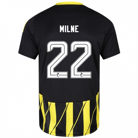 Kandiny Kinder Jack Milne #22 Schwarz Gelb Auswärtstrikot Trikot 2024/25 T-Shirt