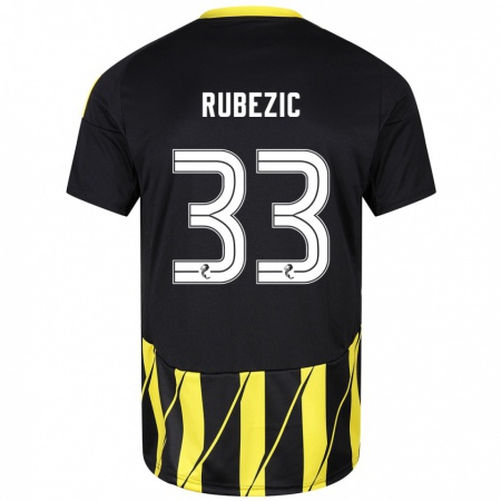 Kandiny Kinder Slobodan Rubezic #33 Schwarz Gelb Auswärtstrikot Trikot 2024/25 T-Shirt