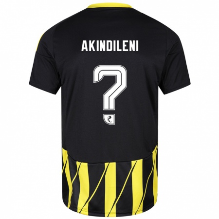 Kandiny Kinder Timothy Akindileni #0 Schwarz Gelb Auswärtstrikot Trikot 2024/25 T-Shirt