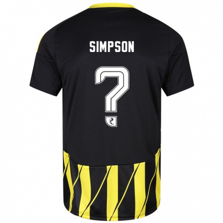 Kandiny Kinder Theo Simpson #0 Schwarz Gelb Auswärtstrikot Trikot 2024/25 T-Shirt