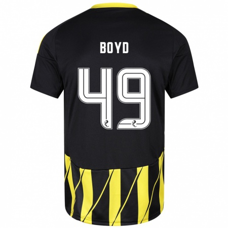 Kandiny Kinder Fletcher Boyd #49 Schwarz Gelb Auswärtstrikot Trikot 2024/25 T-Shirt