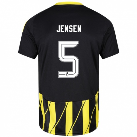 Kandiny Kinder Richard Jensen #5 Schwarz Gelb Auswärtstrikot Trikot 2024/25 T-Shirt