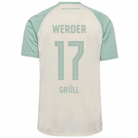 Kandiny Kinder Marco Grüll #17 Cremeweiß Hellgrün Auswärtstrikot Trikot 2024/25 T-Shirt