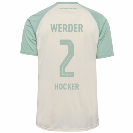 Kandiny Kinder Luca Höcker #2 Cremeweiß Hellgrün Auswärtstrikot Trikot 2024/25 T-Shirt