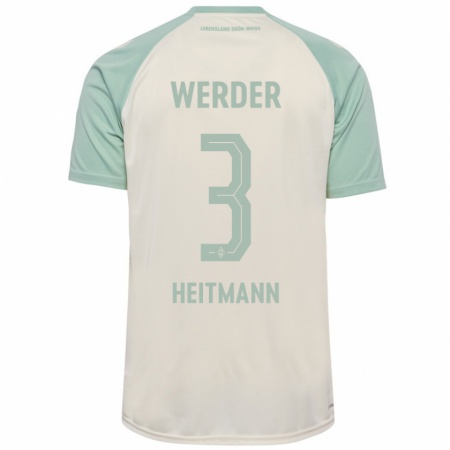 Kandiny Kinder Mats Heitmann #3 Cremeweiß Hellgrün Auswärtstrikot Trikot 2024/25 T-Shirt