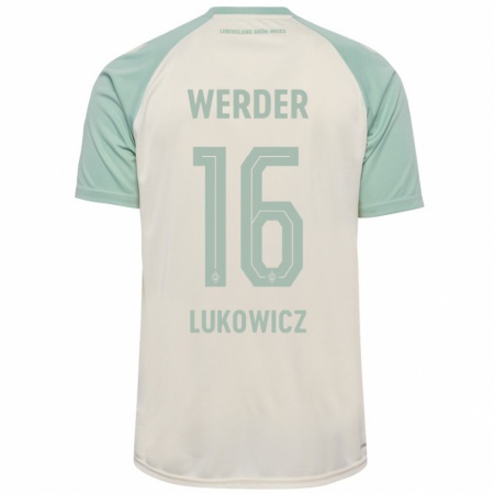 Kandiny Kinder Maik Lukowicz #16 Cremeweiß Hellgrün Auswärtstrikot Trikot 2024/25 T-Shirt