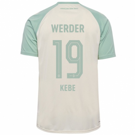 Kandiny Kinder David Kébé #19 Cremeweiß Hellgrün Auswärtstrikot Trikot 2024/25 T-Shirt