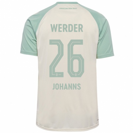 Kandiny Kinder Lennart Johanns #26 Cremeweiß Hellgrün Auswärtstrikot Trikot 2024/25 T-Shirt