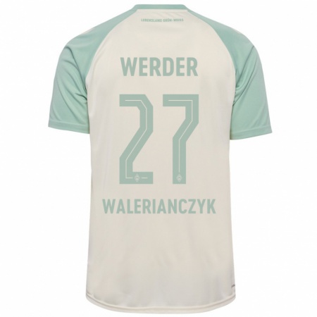 Kandiny Kinder Dennis Walerianczyk #27 Cremeweiß Hellgrün Auswärtstrikot Trikot 2024/25 T-Shirt