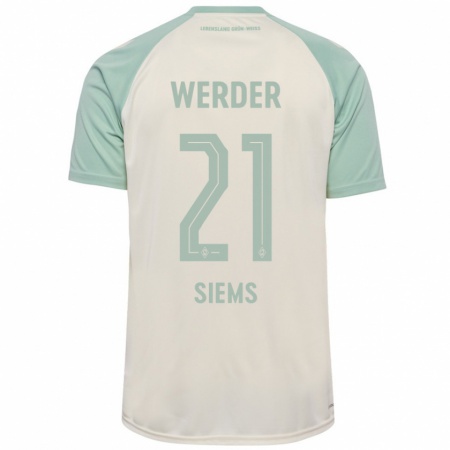 Kandiny Kinder Caroline Siems #21 Cremeweiß Hellgrün Auswärtstrikot Trikot 2024/25 T-Shirt