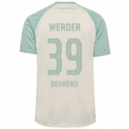 Kandiny Kinder Jette Behrens #39 Cremeweiß Hellgrün Auswärtstrikot Trikot 2024/25 T-Shirt