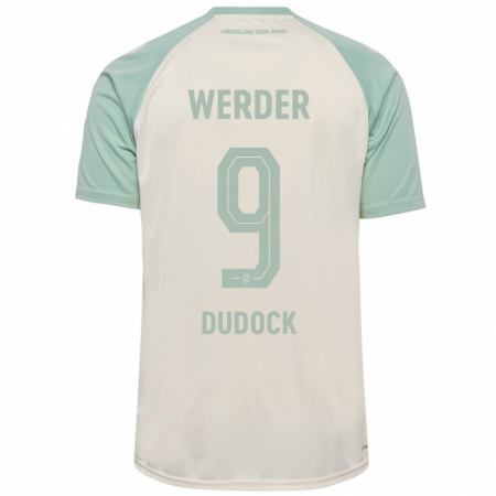 Kandiny Kinder Joshua Dudock #9 Cremeweiß Hellgrün Auswärtstrikot Trikot 2024/25 T-Shirt