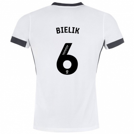 Kandiny Kinder Krystian Bielik #6 Weiß Schwarz Auswärtstrikot Trikot 2024/25 T-Shirt