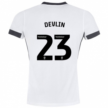 Kandiny Kinder Charlie Devlin #23 Weiß Schwarz Auswärtstrikot Trikot 2024/25 T-Shirt